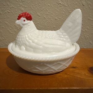 Westmoreland Milk Glass Hen on Nest